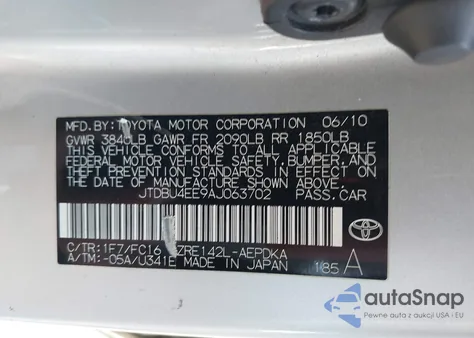 2010 Toyota Corolla Le из США, поврежденный, VIN JTDBU4EE9AJ063702